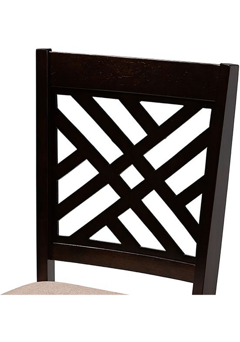 Caron Modern and Contemporary Sand Fabric Upholstered Espresso Brown Finished Wood Dining Chair