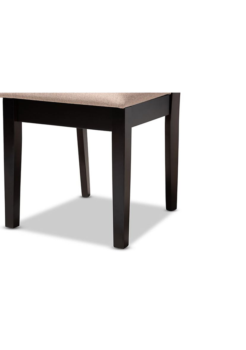 Caron Modern and Contemporary Sand Fabric Upholstered Espresso Brown Finished Wood Dining Chair