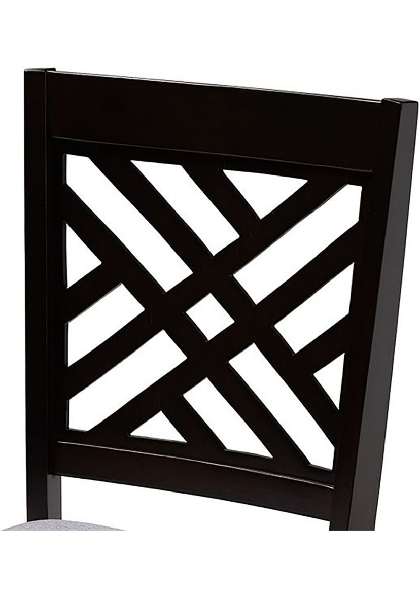 Caron Modern and Contemporary Gray Fabric Upholstered Espresso Brown Finished Wood 5-Piece Dining Set