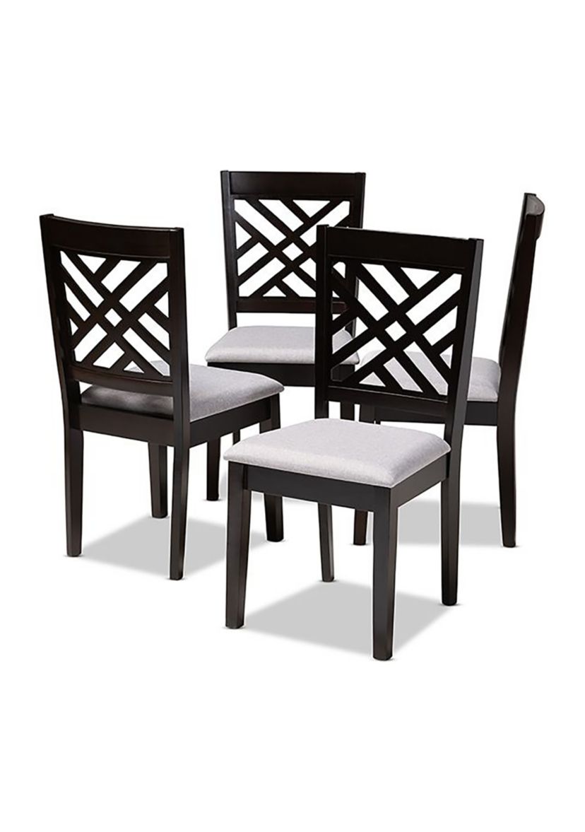 Caron Modern and Contemporary Gray Fabric Upholstered Espresso Brown Finished Wood Dining Chair