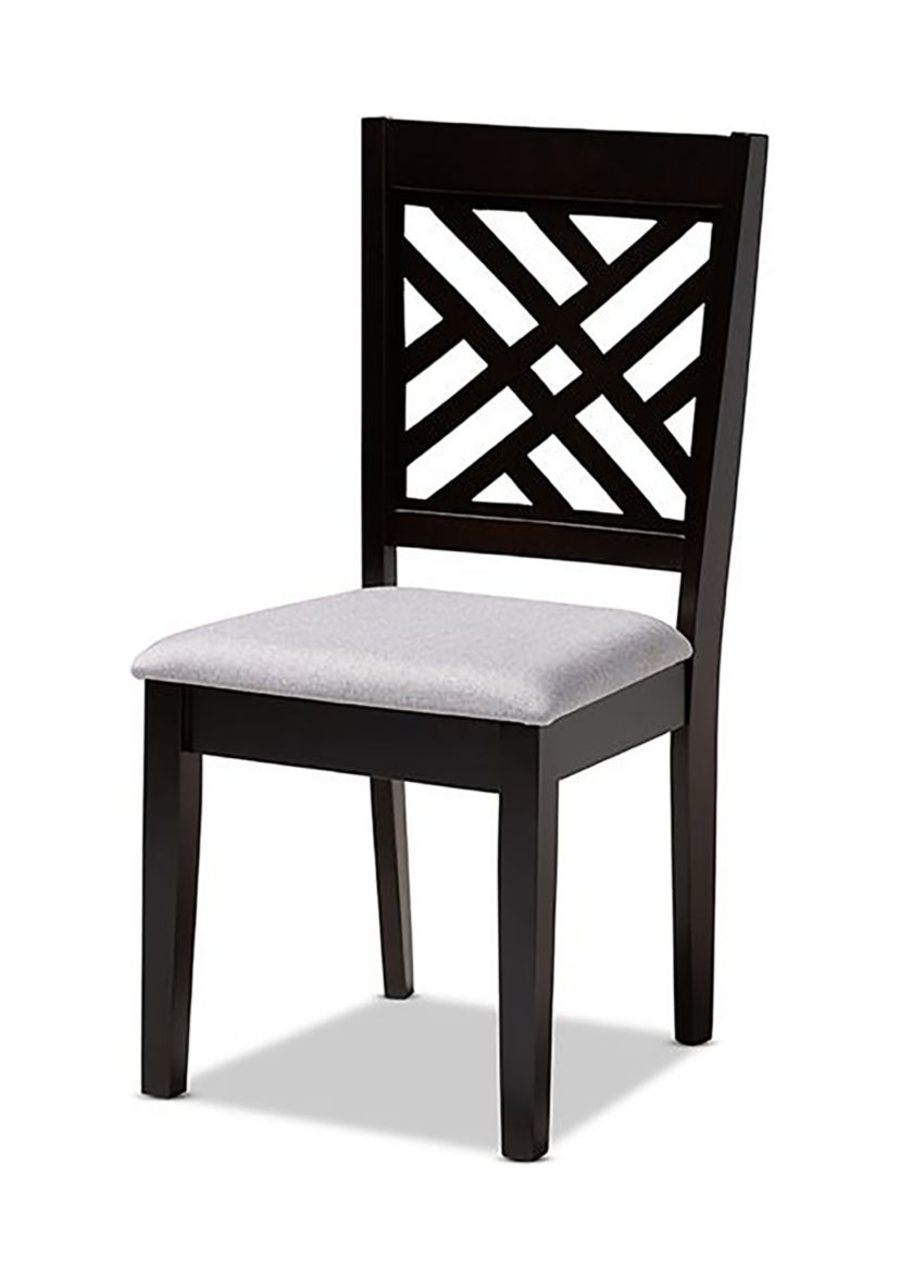 Caron Modern and Contemporary Gray Fabric Upholstered Espresso Brown Finished Wood Dining Chair
