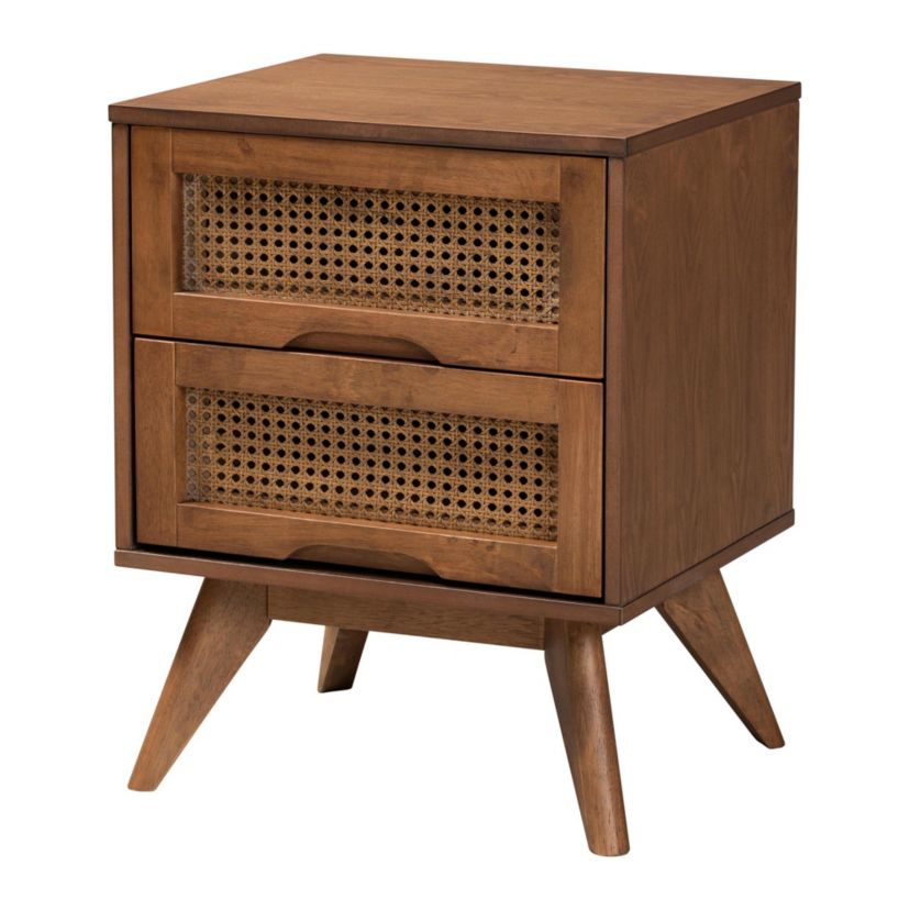 Demeter Mid-Century Modern Walnut Brown Finished Wood King Size 3-Piece Bedroom Set