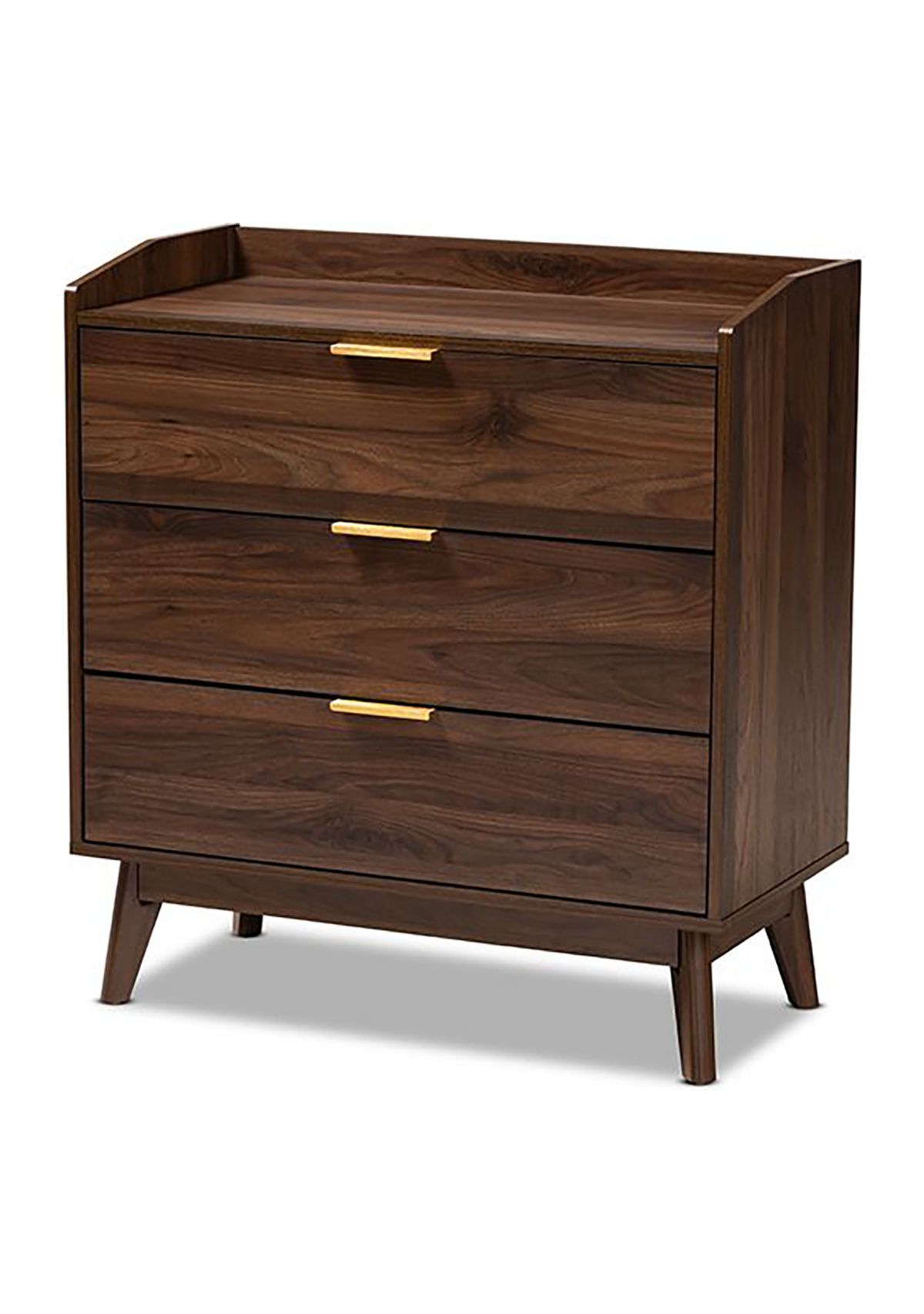 Lena Mid-Century Modern Walnut Brown Finished 3-Drawer Wood Chest