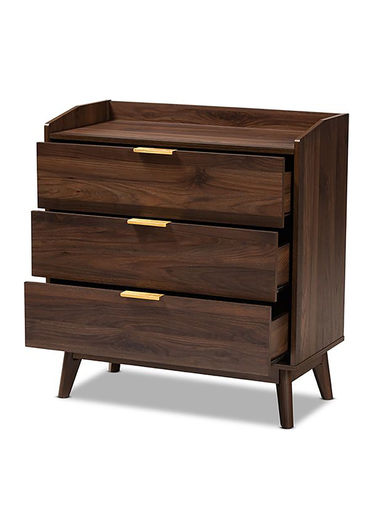 Lena Mid-Century Modern Walnut Brown Finished 3-Drawer Wood Chest