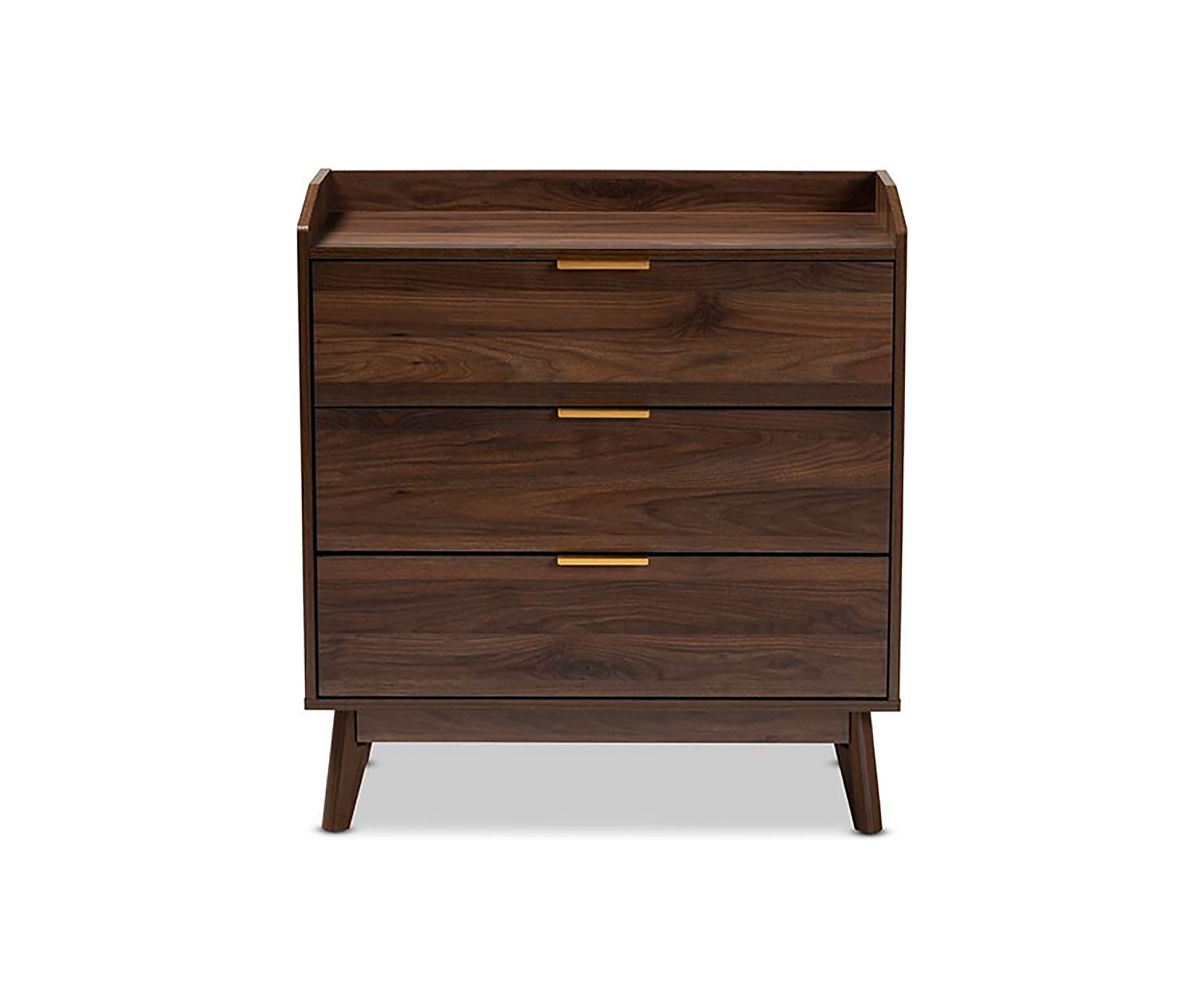 Lena Mid-Century Modern Walnut Brown Finished 3-Drawer Wood Chest