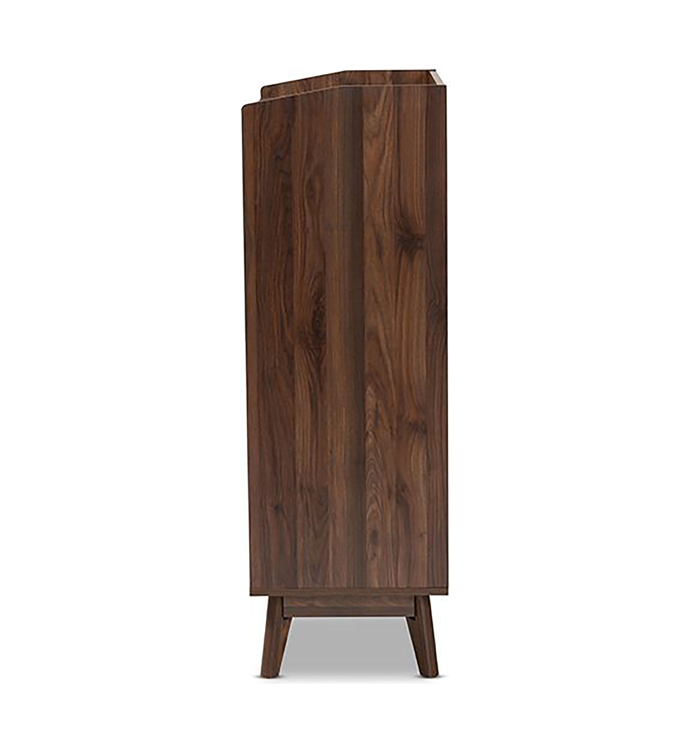 Lena Mid-Century Modern Walnut Brown Finished 5-Drawer Wood Chest
