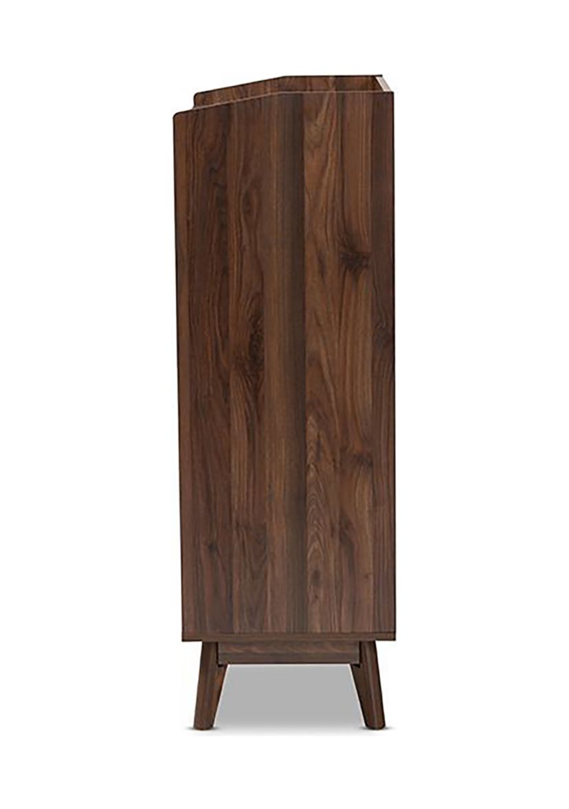 Lena Mid-Century Modern Walnut Brown Finished 5-Drawer Wood Chest