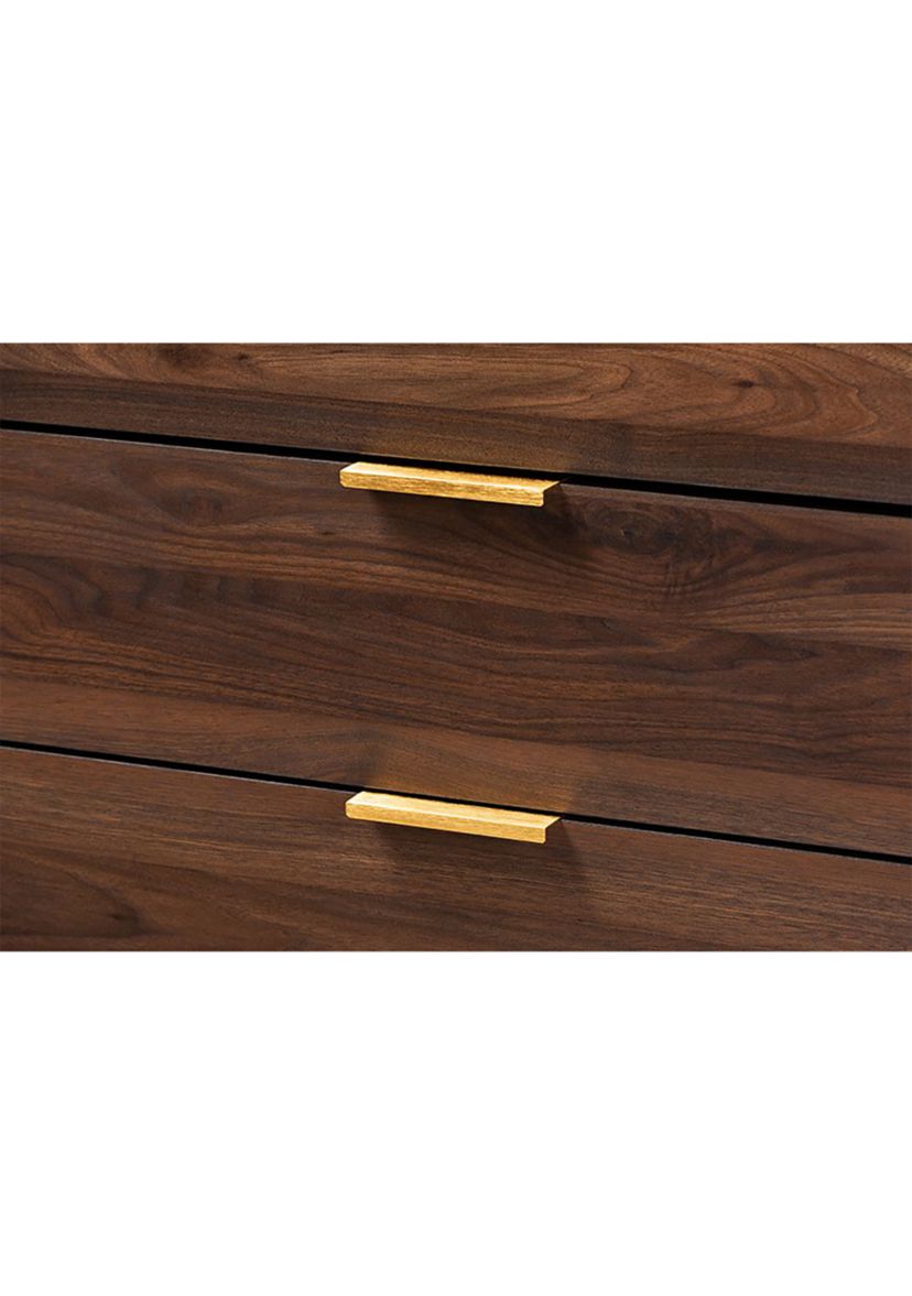 Lena Mid-Century Modern Walnut Brown Finished 5-Drawer Wood Chest