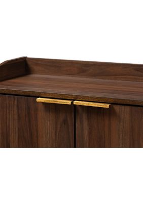 Lena Mid-Century Modern Walnut Brown Finished 5-Shelf Wood Entryway Shoe Cabinet