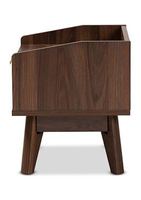 Lena Mid-Century Modern Walnut Brown Finished 1-Drawer Wood Nightstand