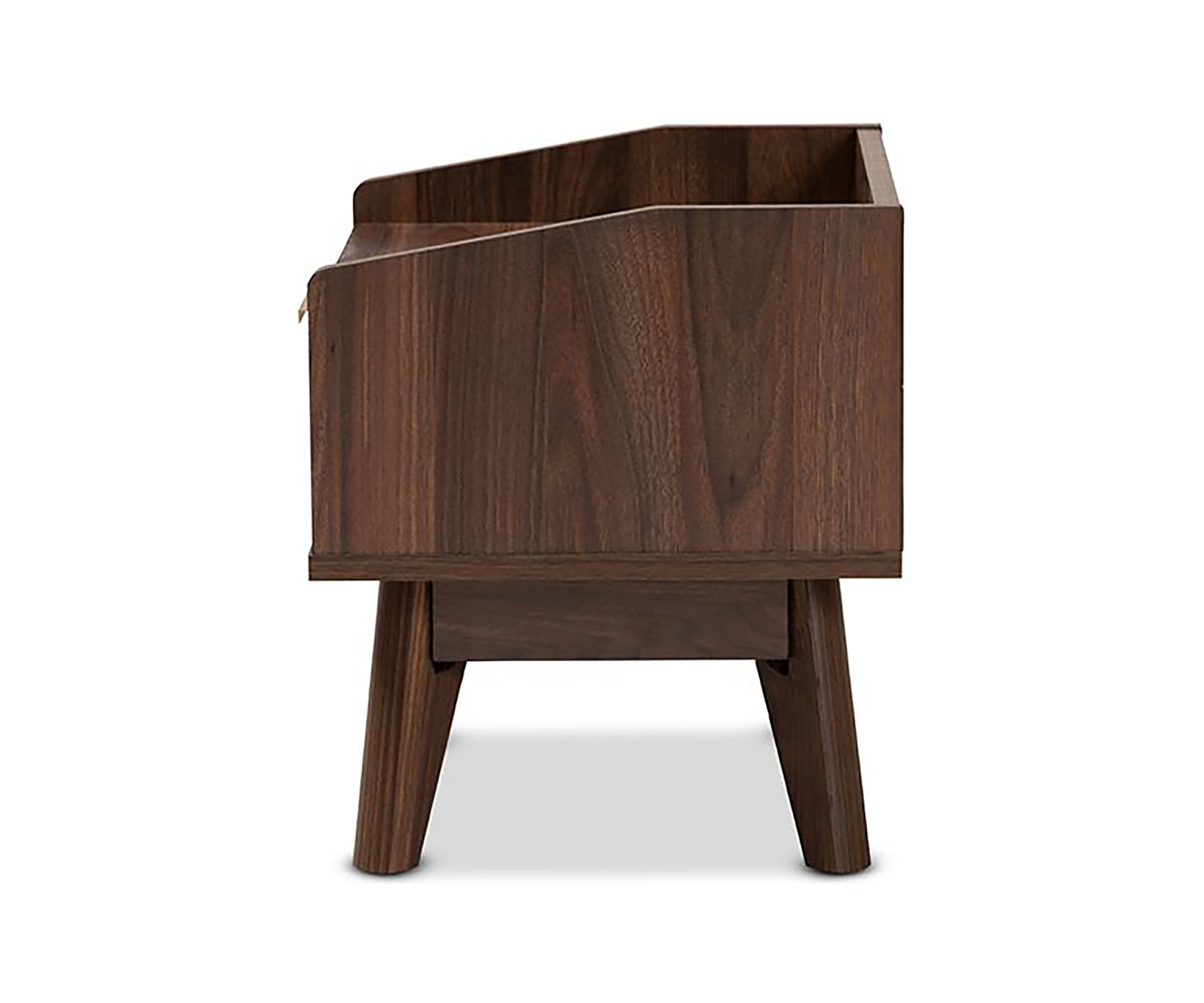 Lena Mid-Century Modern Walnut Brown Finished 1-Drawer Wood Nightstand