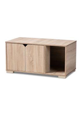 Jasper Modern and Contemporary Oak Finished 2-Door Wood Cat Litter Box Cover House