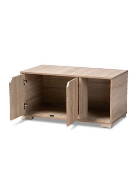 Jasper Modern and Contemporary Oak Finished 2-Door Wood Cat Litter Box Cover House