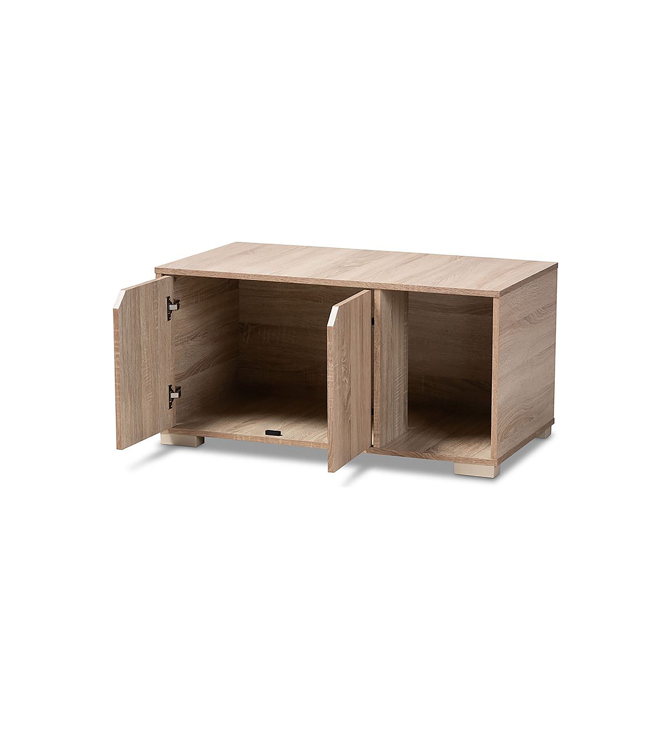 Jasper Modern and Contemporary Oak Finished 2-Door Wood Cat Litter Box Cover House
