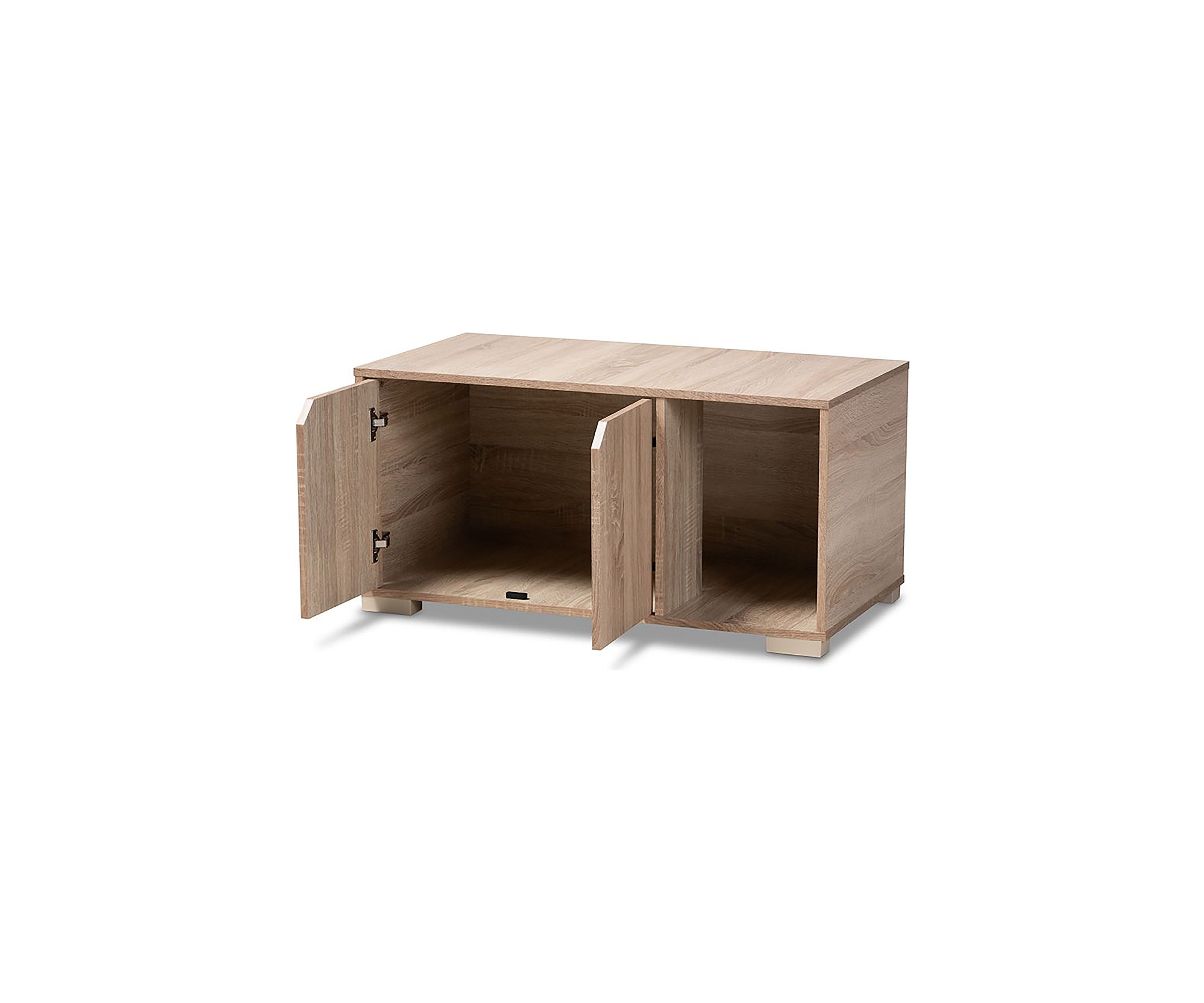 Jasper Modern and Contemporary Oak Finished 2-Door Wood Cat Litter Box Cover House