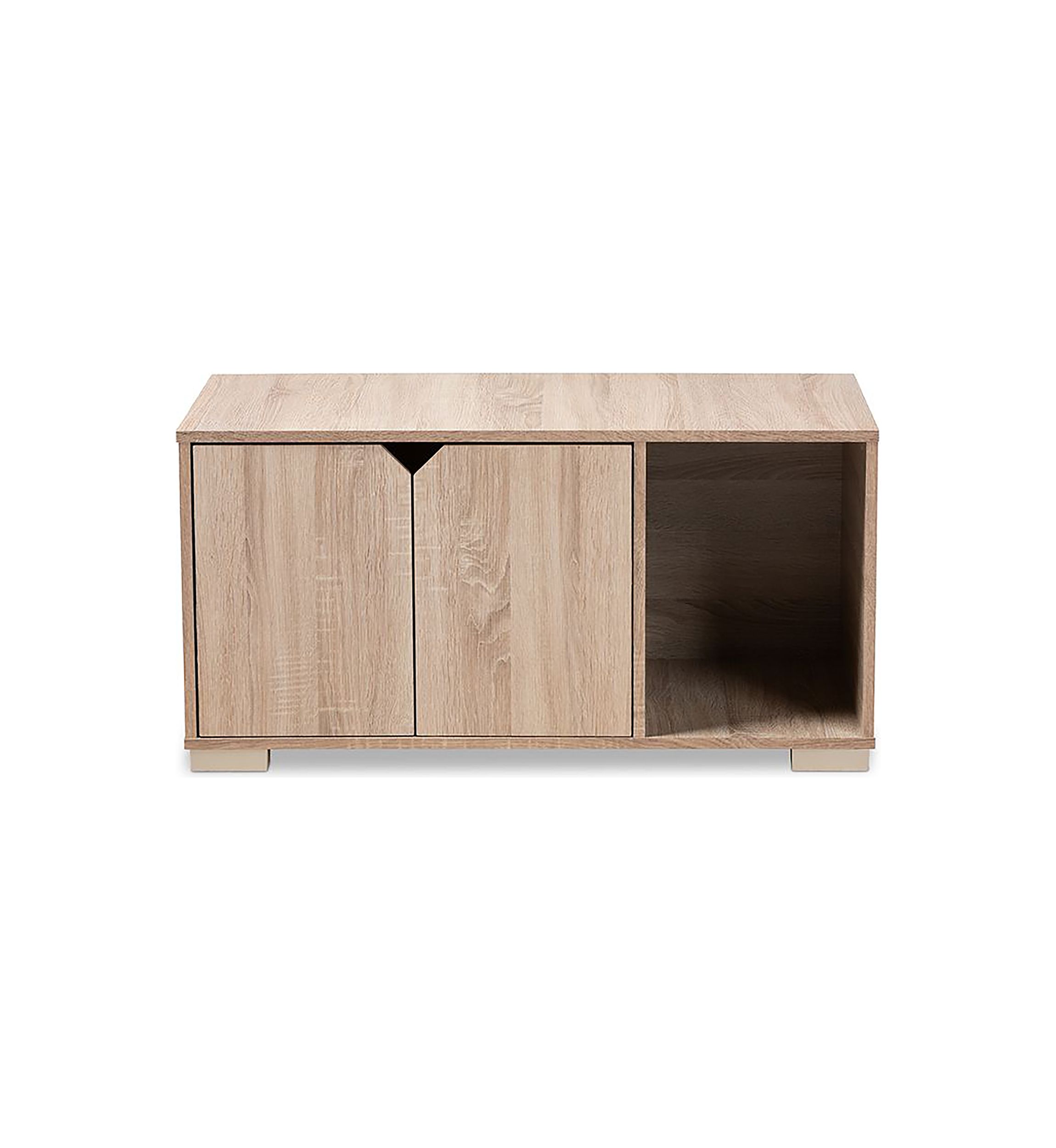 Jasper Modern and Contemporary Oak Finished 2-Door Wood Cat Litter Box Cover House