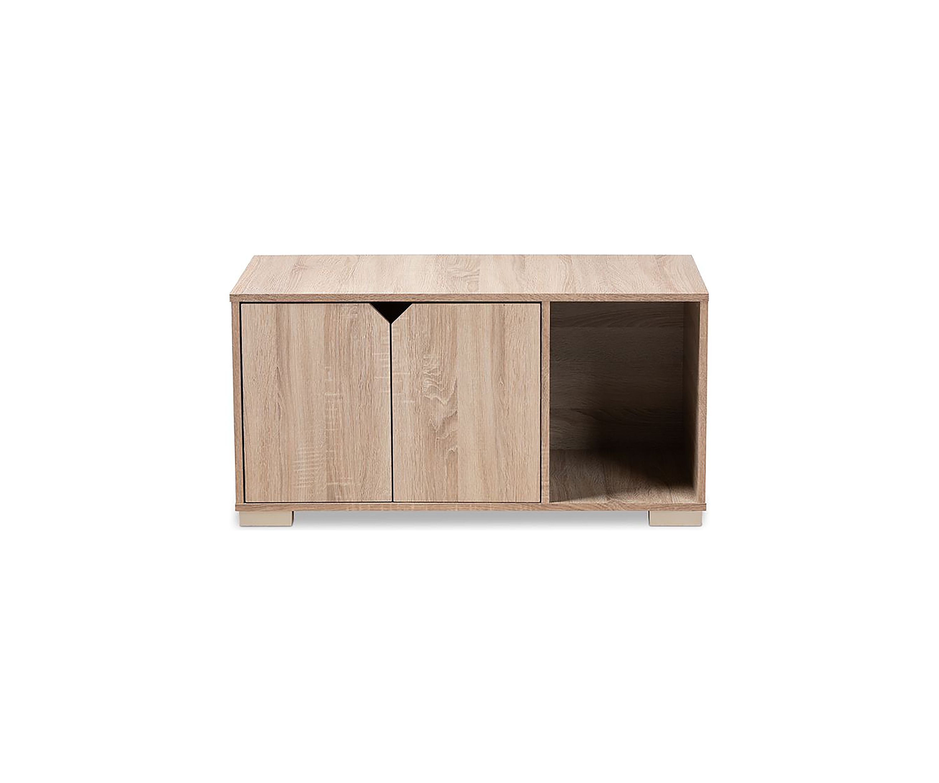 Jasper Modern and Contemporary Oak Finished 2-Door Wood Cat Litter Box Cover House