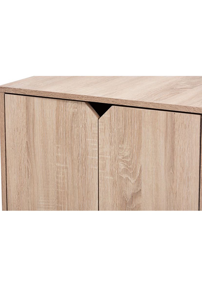 Jasper Modern and Contemporary Oak Finished 2-Door Wood Cat Litter Box Cover House