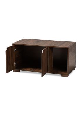 Jasper Modern and Contemporary Walnut Brown Finished 2-Door Wood Cat Litter Box Cover House