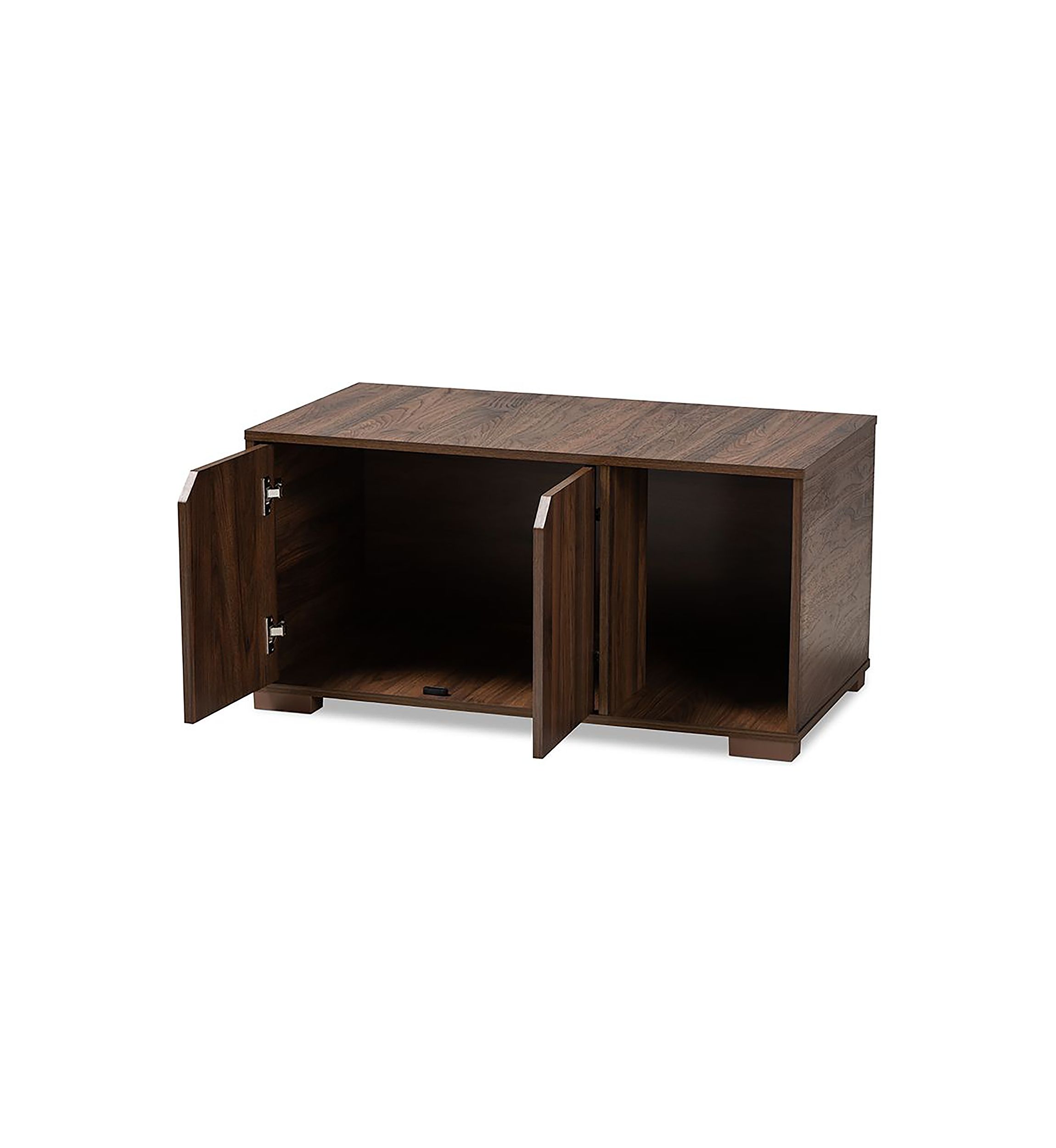 Jasper Modern and Contemporary Walnut Brown Finished 2-Door Wood Cat Litter Box Cover House