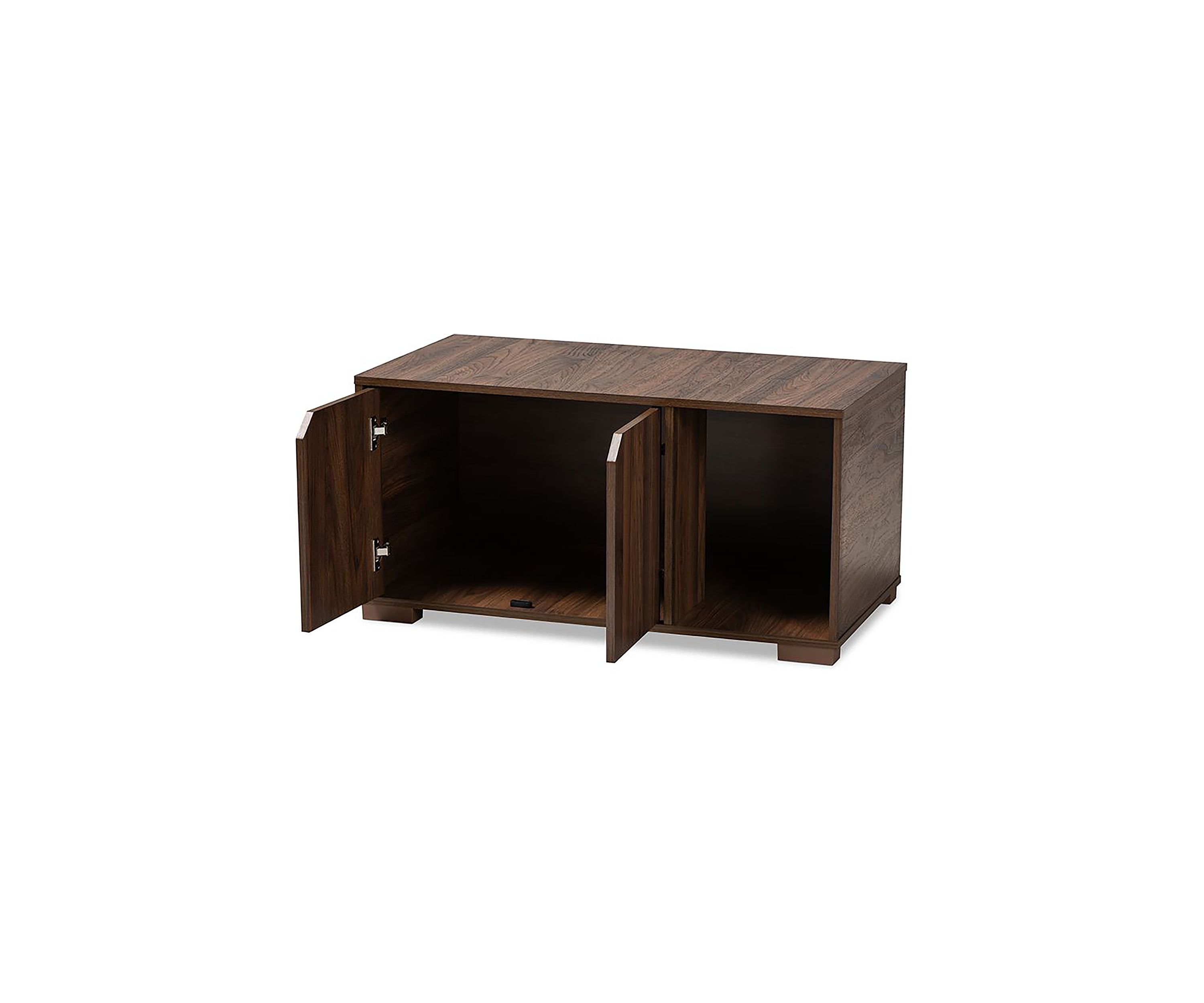 Jasper Modern and Contemporary Walnut Brown Finished 2-Door Wood Cat Litter Box Cover House