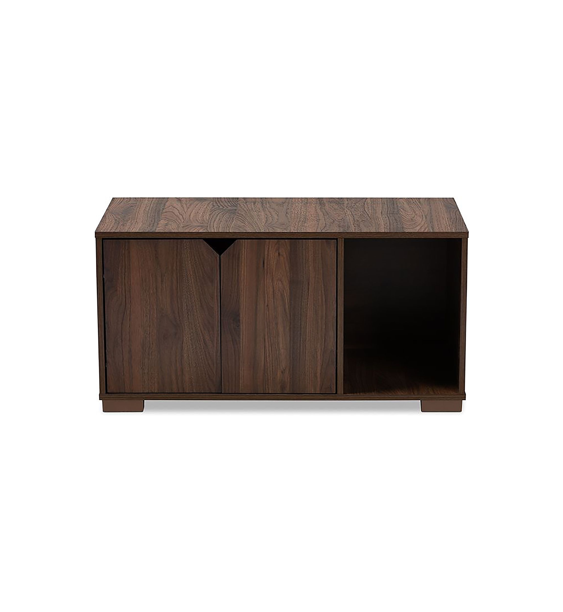 Jasper Modern and Contemporary Walnut Brown Finished 2-Door Wood Cat Litter Box Cover House