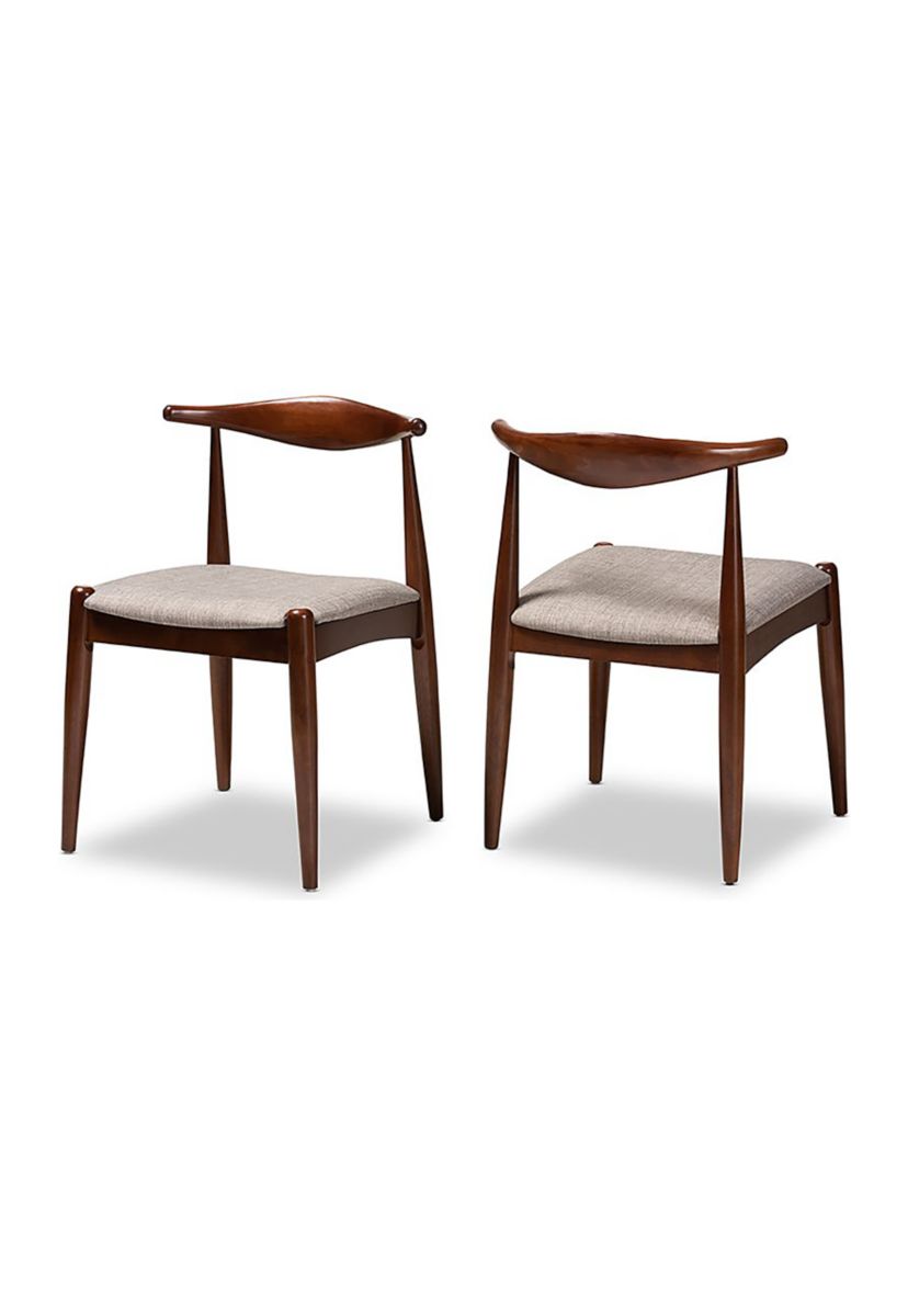 Aeron Mid-Century Modern Light Gray Fabric Upholstered Walnut Finished Wood Dining Chair