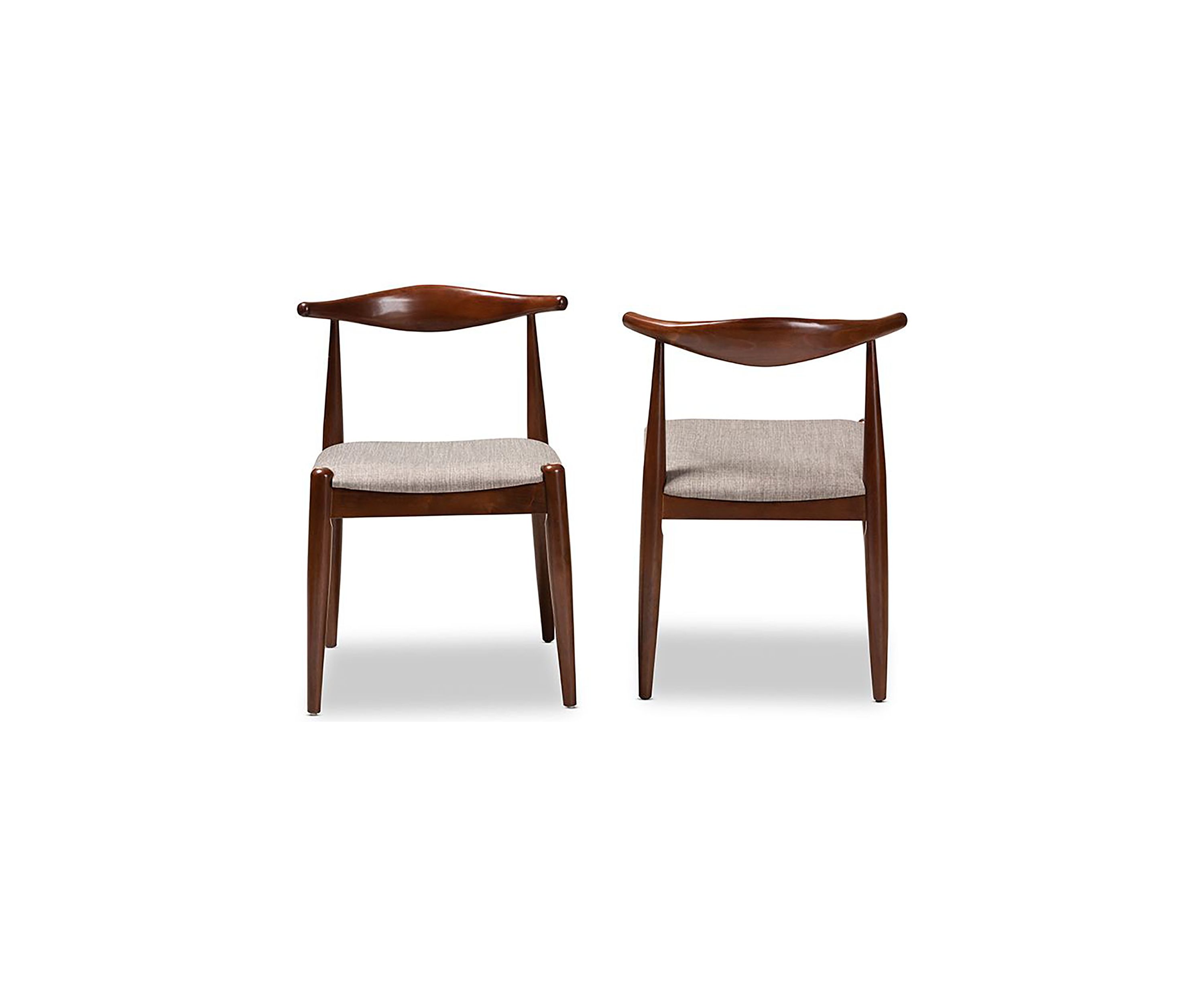 Aeron Mid-Century Modern Light Gray Fabric Upholstered Walnut Finished Wood Dining Chair