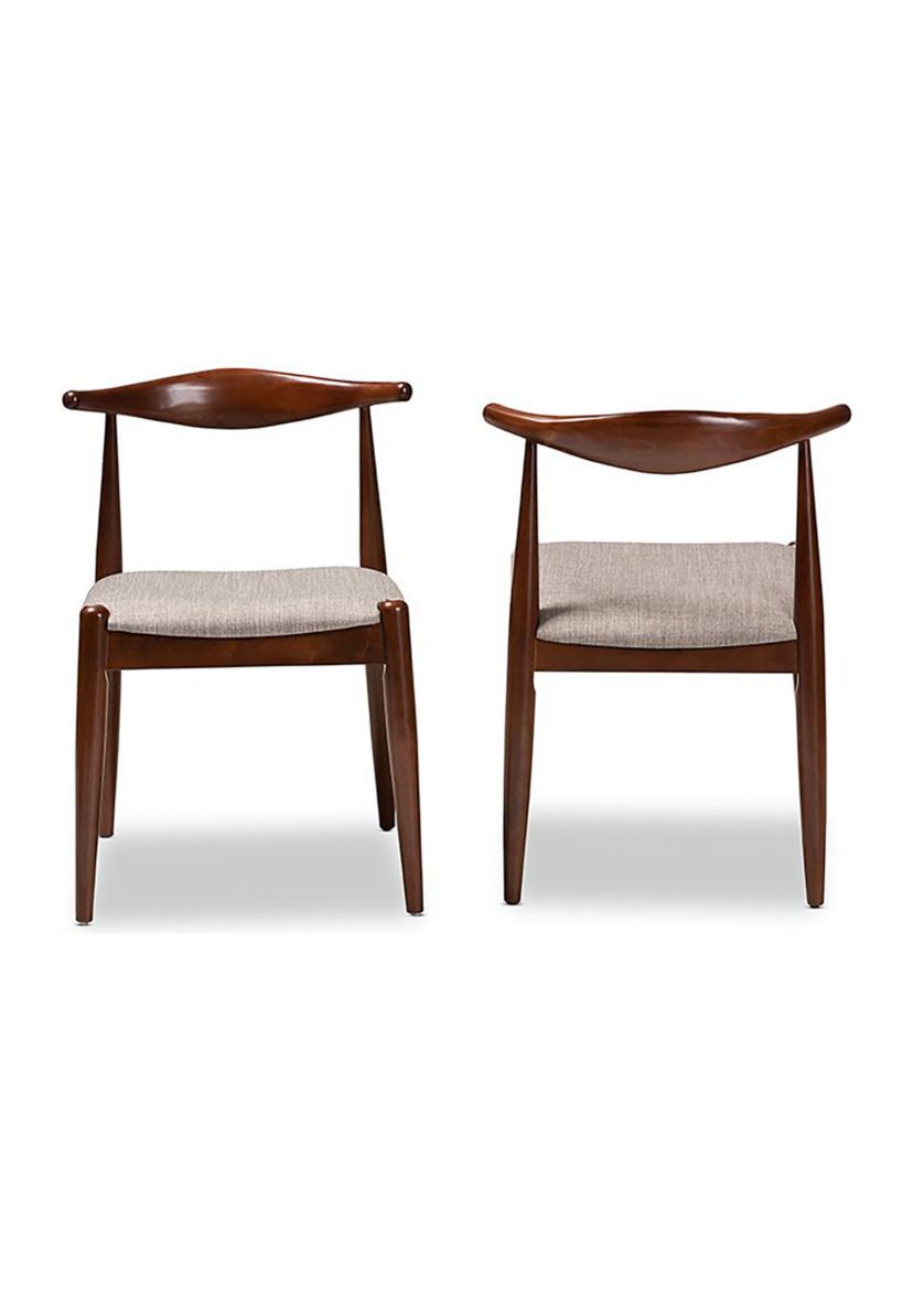 Aeron Mid-Century Modern Light Gray Fabric Upholstered Walnut Finished Wood Dining Chair