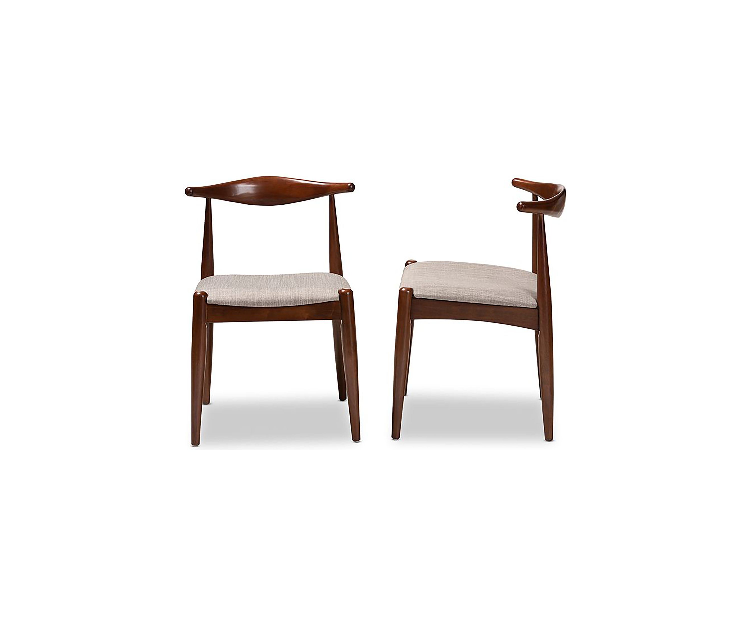 Aeron Mid-Century Modern Light Gray Fabric Upholstered Walnut Finished Wood Dining Chair