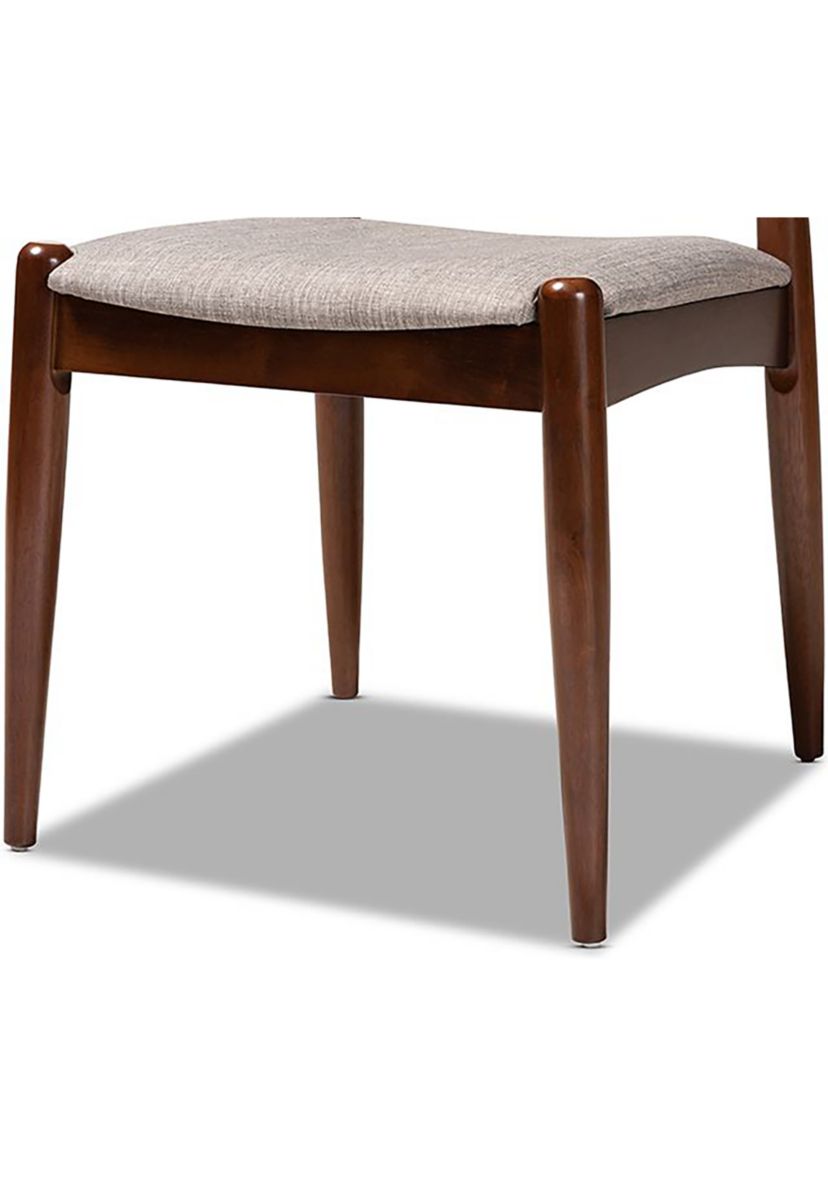 Aeron Mid-Century Modern Light Gray Fabric Upholstered Walnut Finished Wood Dining Chair