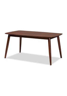 Edna Mid-Century Modern Walnut Finished Wood Dining Table