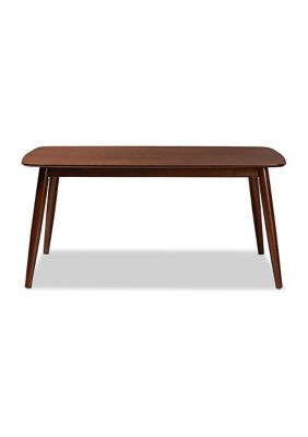Edna Mid-Century Modern Walnut Finished Wood Dining Table