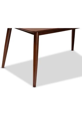 Edna Mid-Century Modern Walnut Finished Wood Dining Table