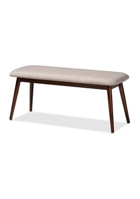 Baxton Studio Flora Mid-Century Modern Light Grey Fabric Upholstered Walnut Finished Wood Dining Bench, Gray -  0193271017744