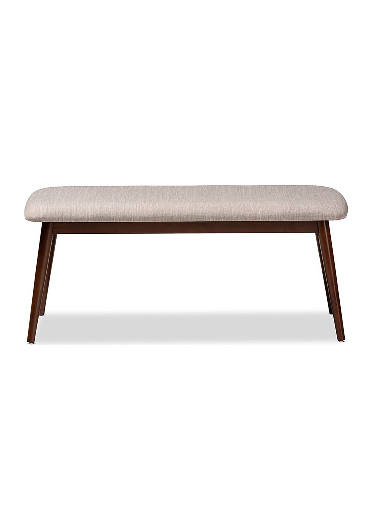 Flora Mid-Century Modern Light Grey Fabric Upholstered Walnut Finished Wood Dining Bench