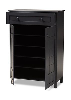 Glidden Modern and Contemporary Dark Grey Finished 5-Shelf Wood Shoe Storage Cabinet with Drawer