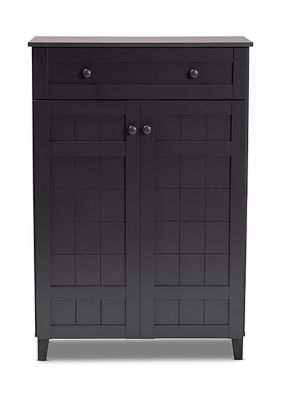 Glidden Modern and Contemporary Dark Grey Finished 5-Shelf Wood Shoe Storage Cabinet with Drawer