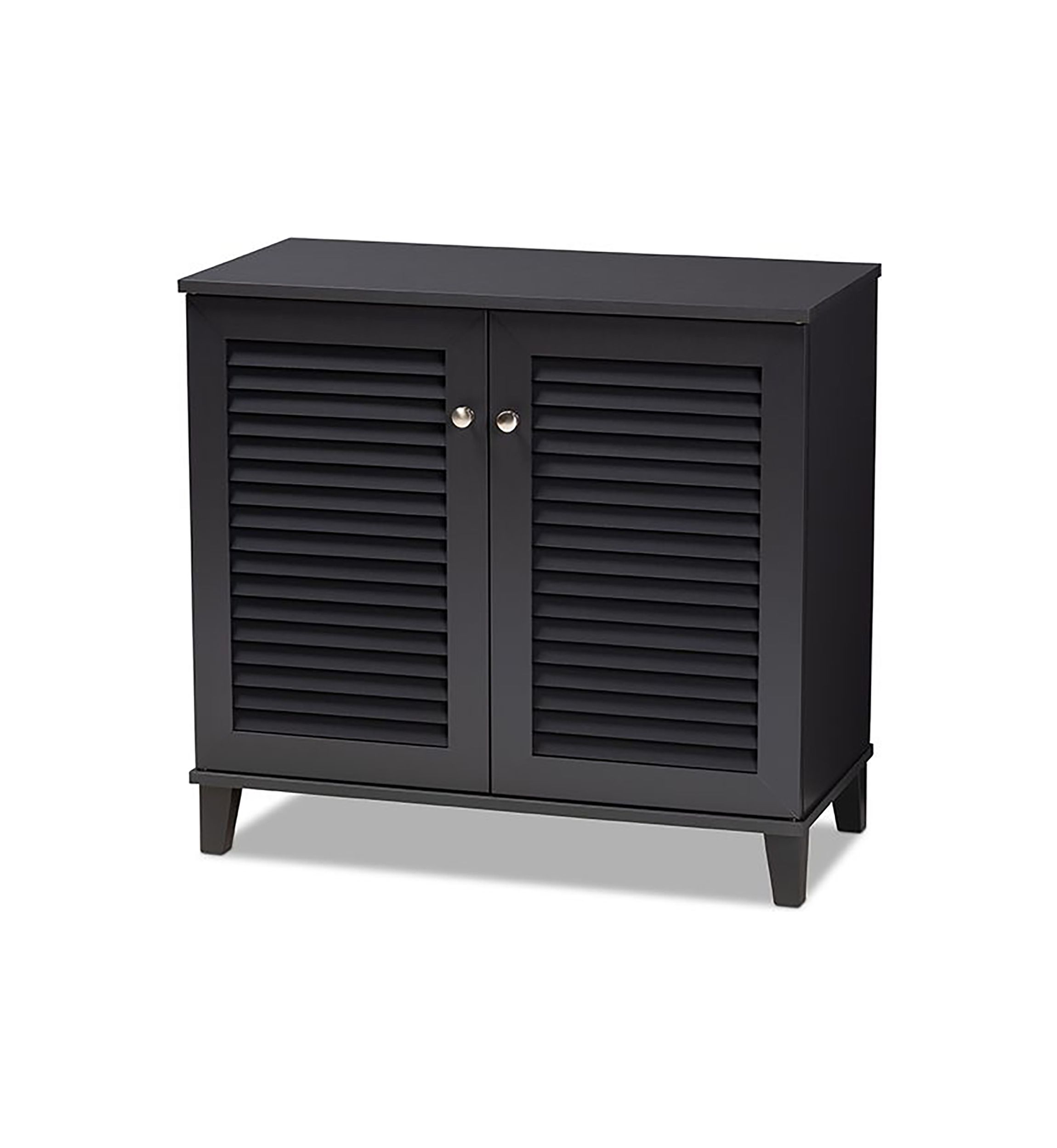 Coolidge Modern and Contemporary Dark Grey Finished 4-Shelf Wood Shoe Storage Cabinet