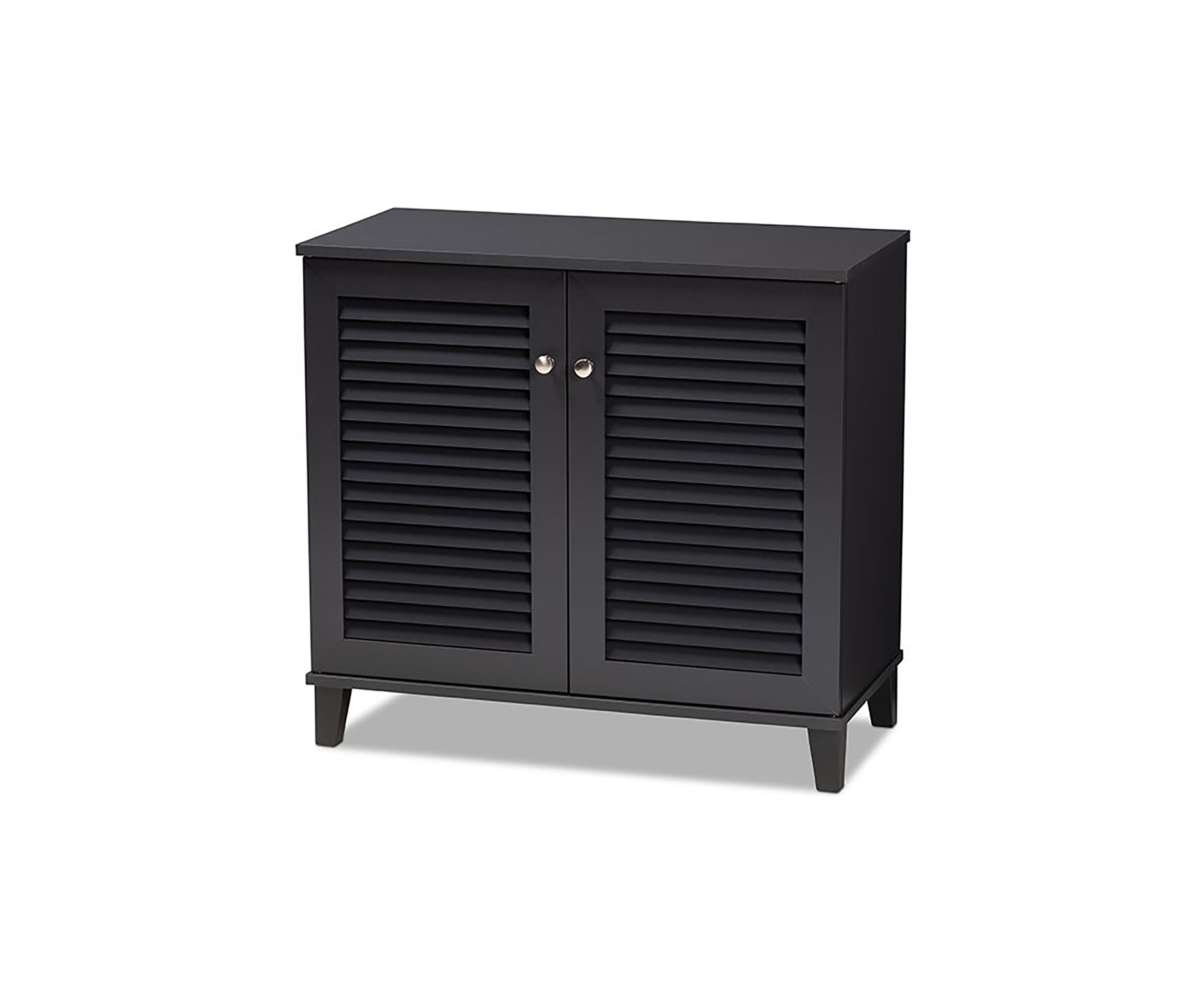 Coolidge Modern and Contemporary Dark Grey Finished 4-Shelf Wood Shoe Storage Cabinet