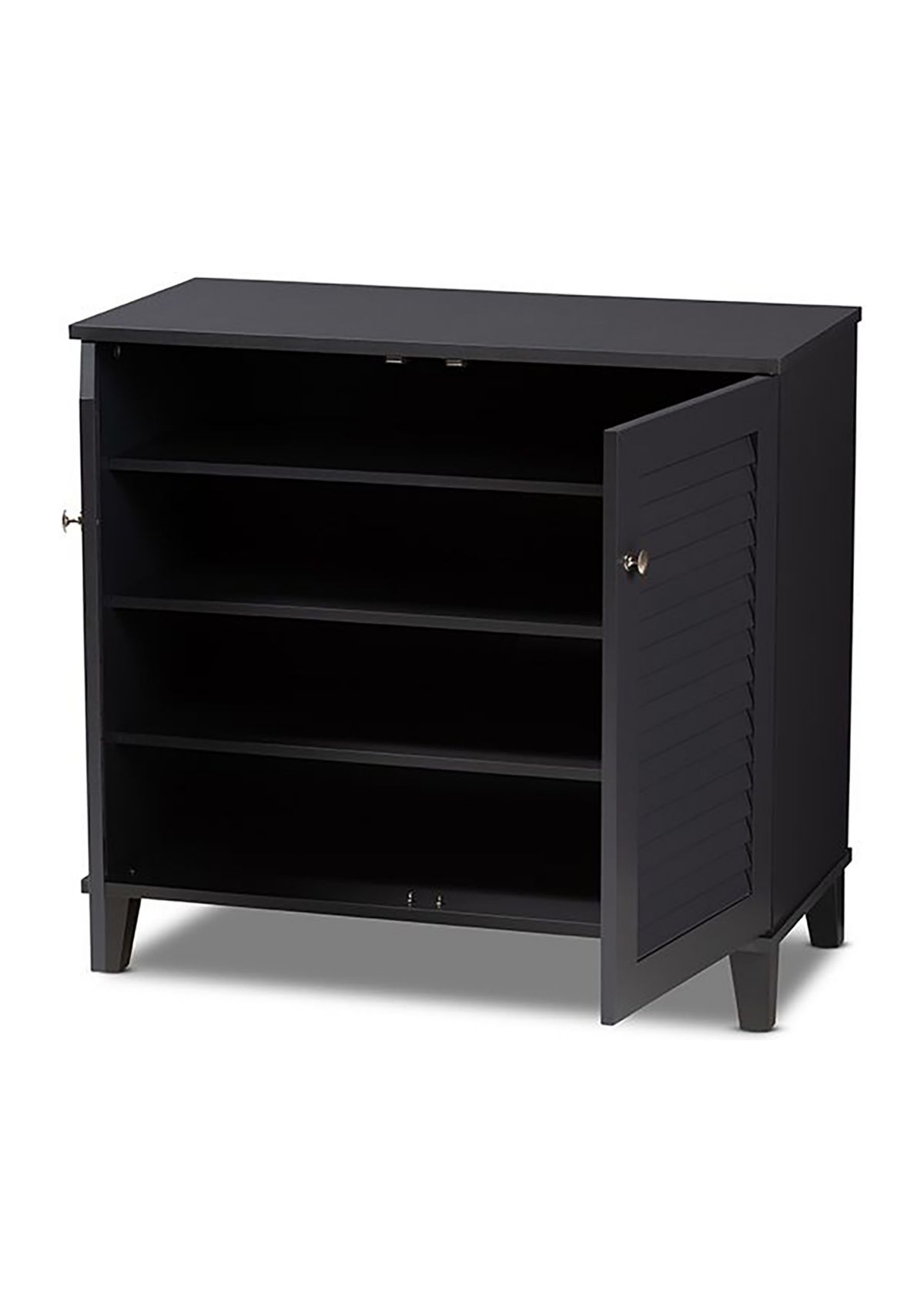 Coolidge Modern and Contemporary Dark Grey Finished 4-Shelf Wood Shoe Storage Cabinet