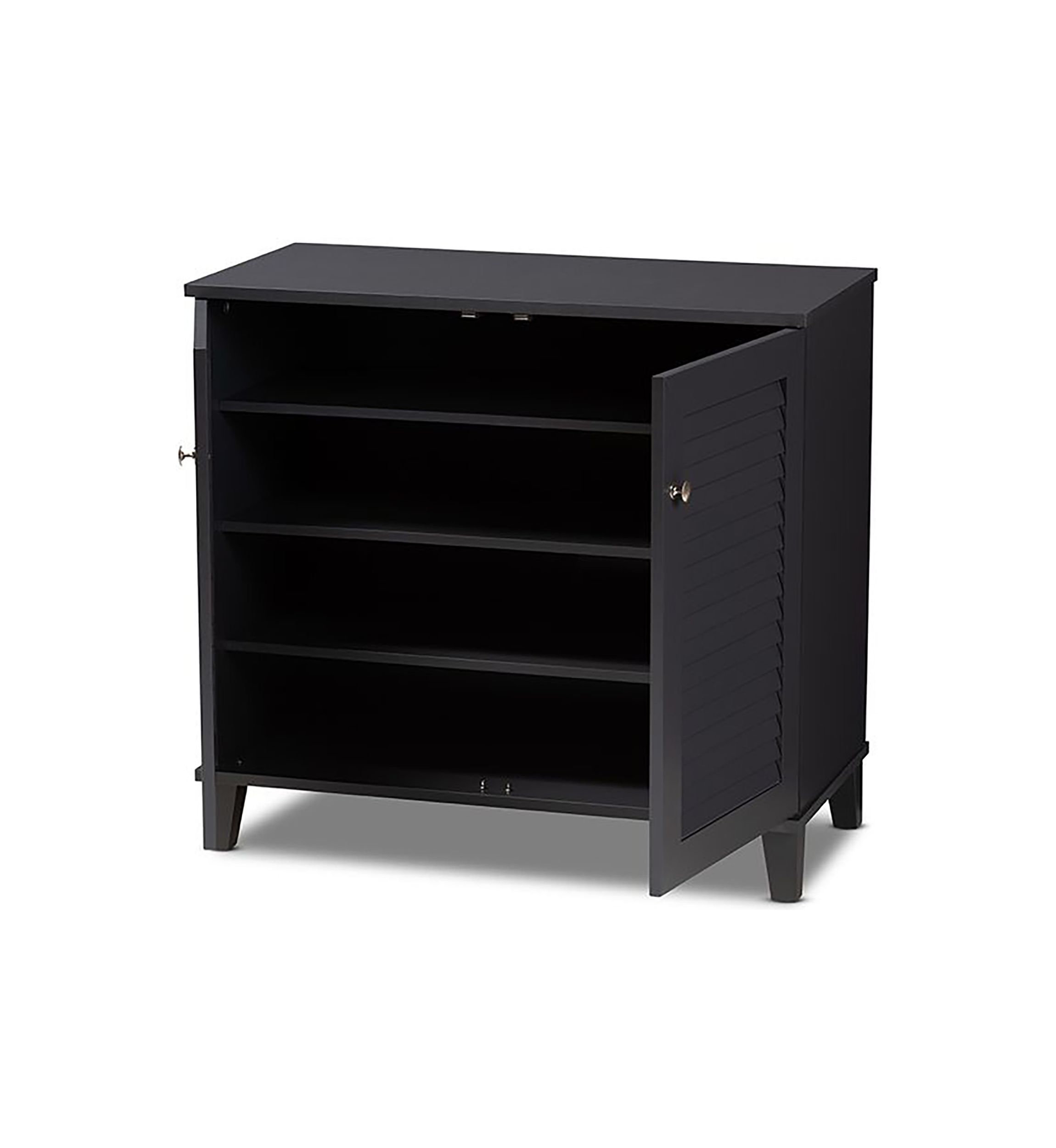 Coolidge Modern and Contemporary Dark Grey Finished 4-Shelf Wood Shoe Storage Cabinet