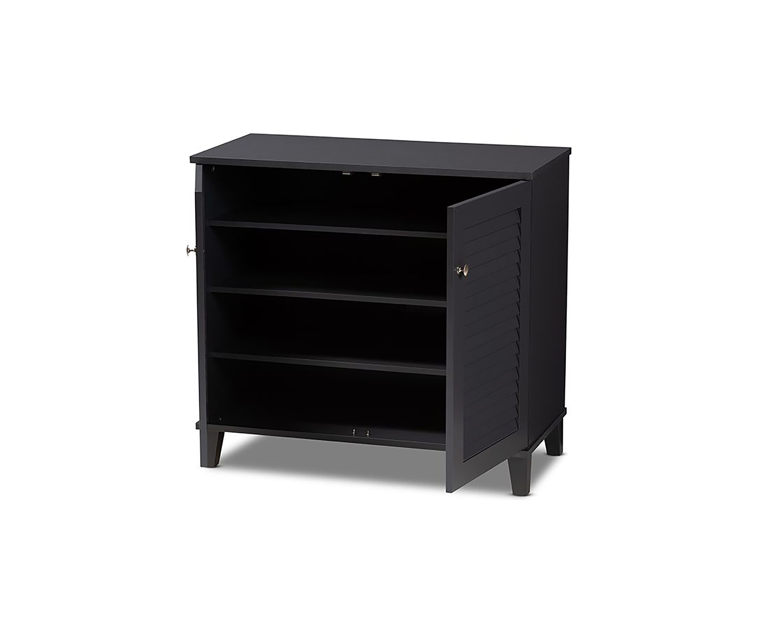 Coolidge Modern and Contemporary Dark Grey Finished 4-Shelf Wood Shoe Storage Cabinet