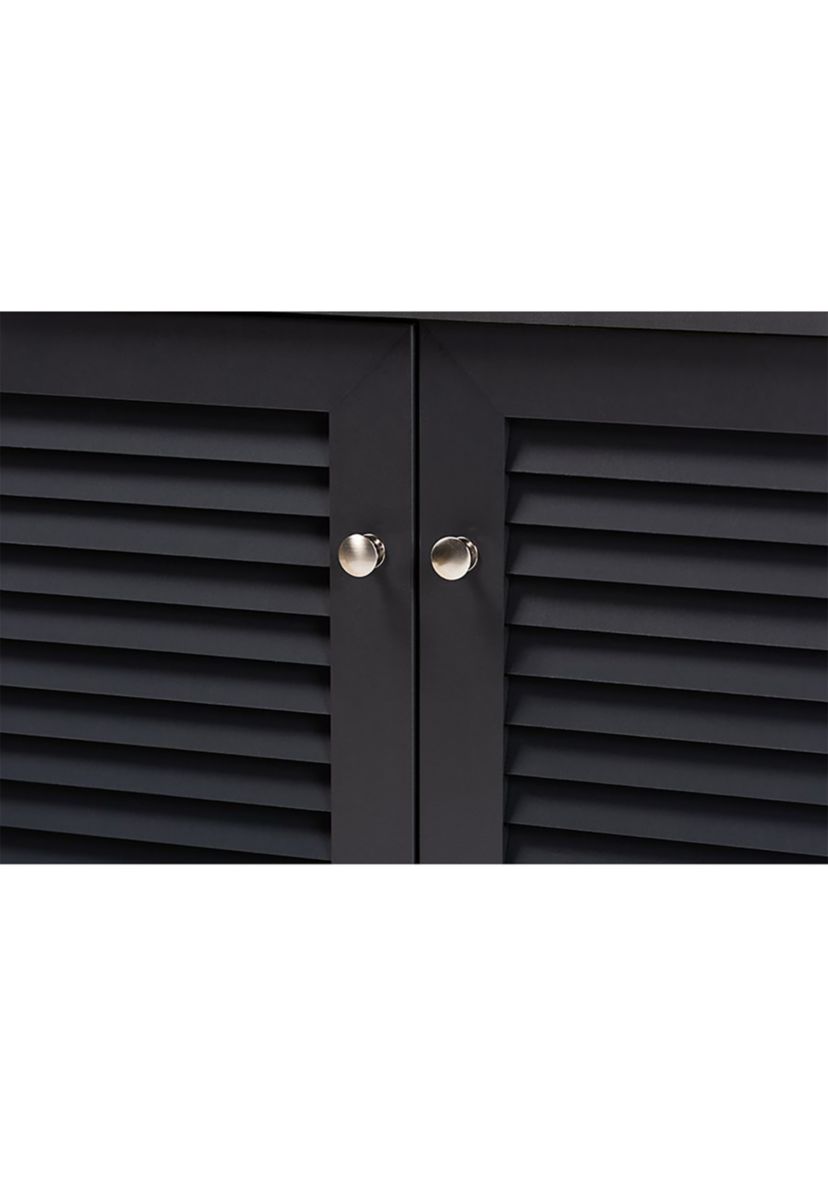 Coolidge Modern and Contemporary Dark Grey Finished 4-Shelf Wood Shoe Storage Cabinet