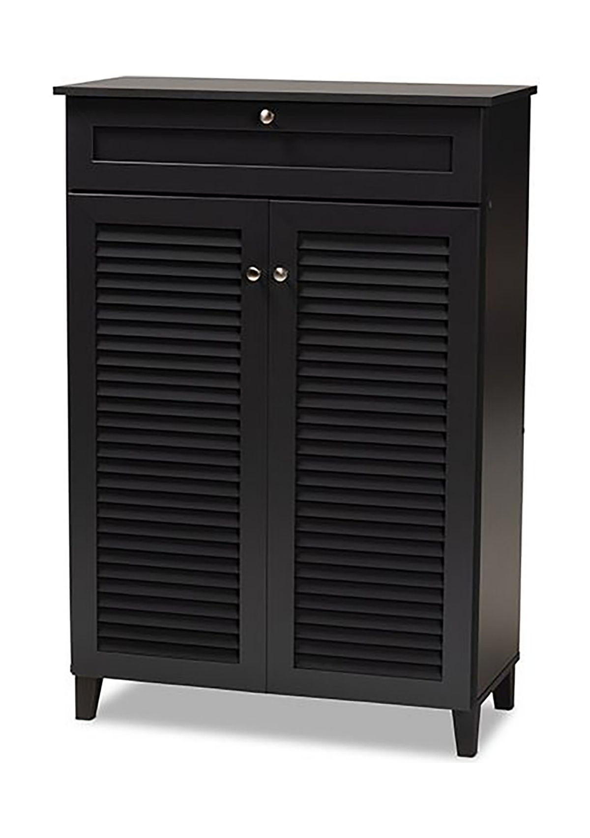 Coolidge Modern and Contemporary Dark Grey Finished 5-Shelf Wood Shoe Storage Cabinet with Drawer