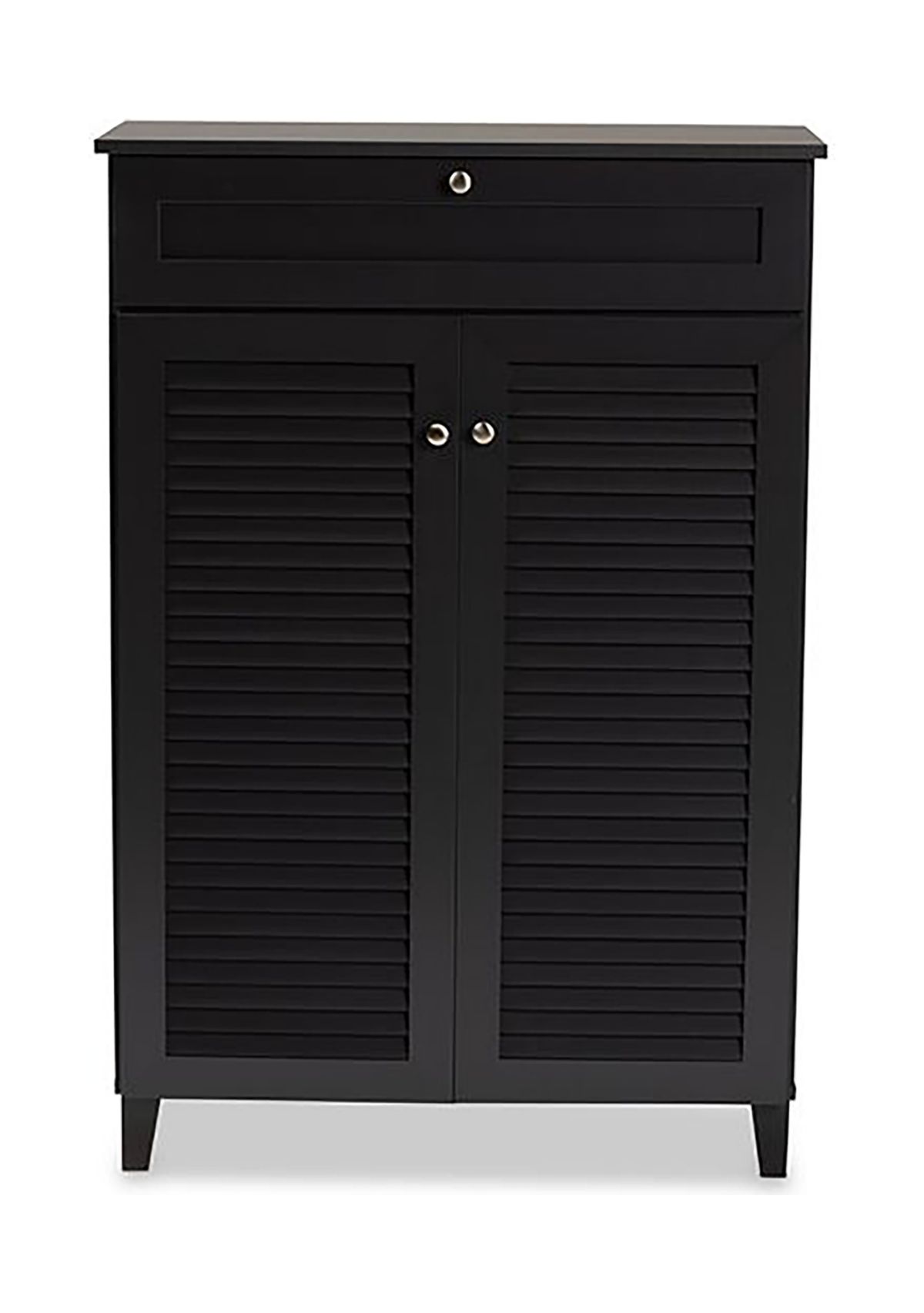 Coolidge Modern and Contemporary Dark Grey Finished 5-Shelf Wood Shoe Storage Cabinet with Drawer