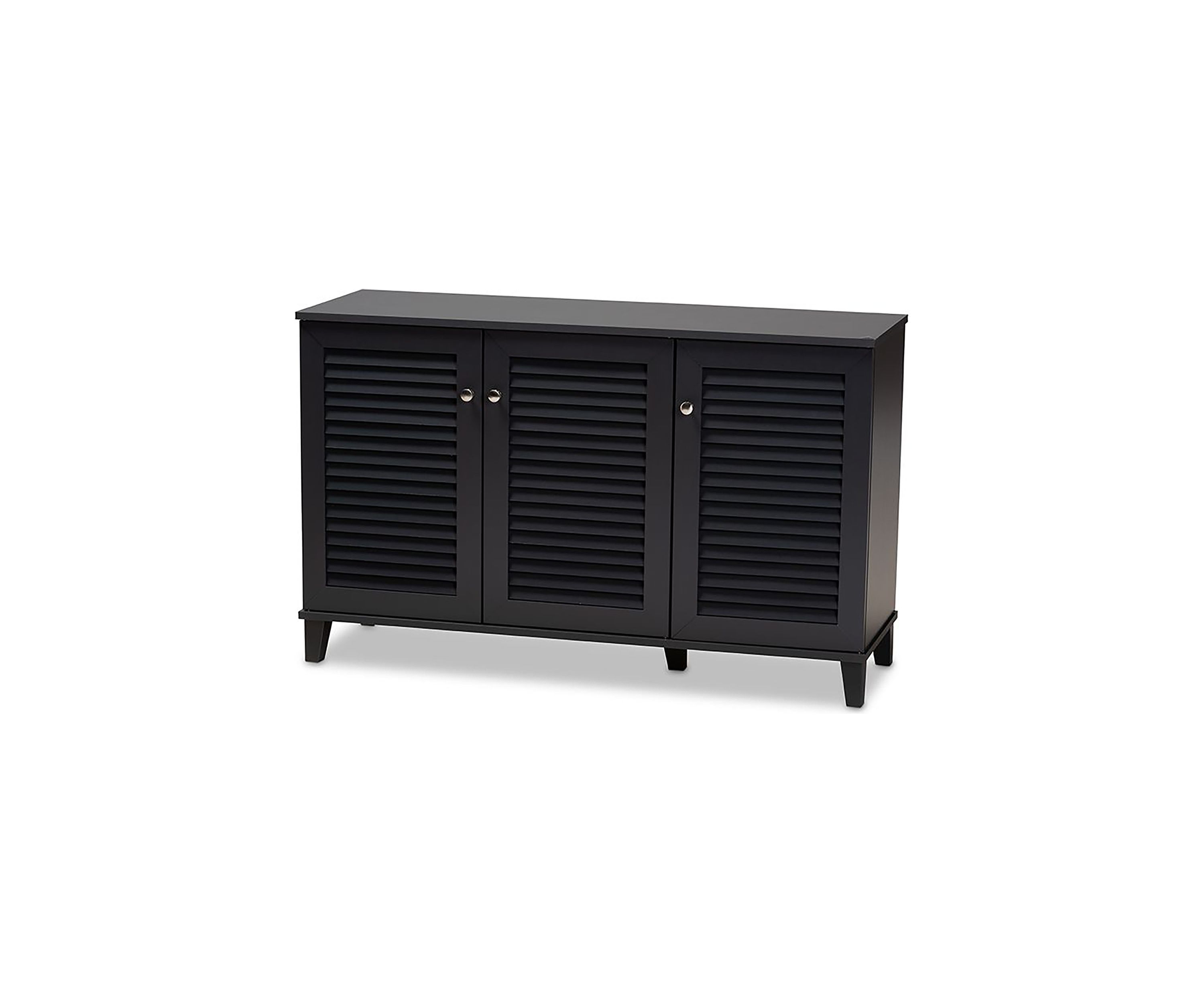 Coolidge Modern and Contemporary Dark Grey Finished 8-Shelf Wood Shoe Storage Cabinet