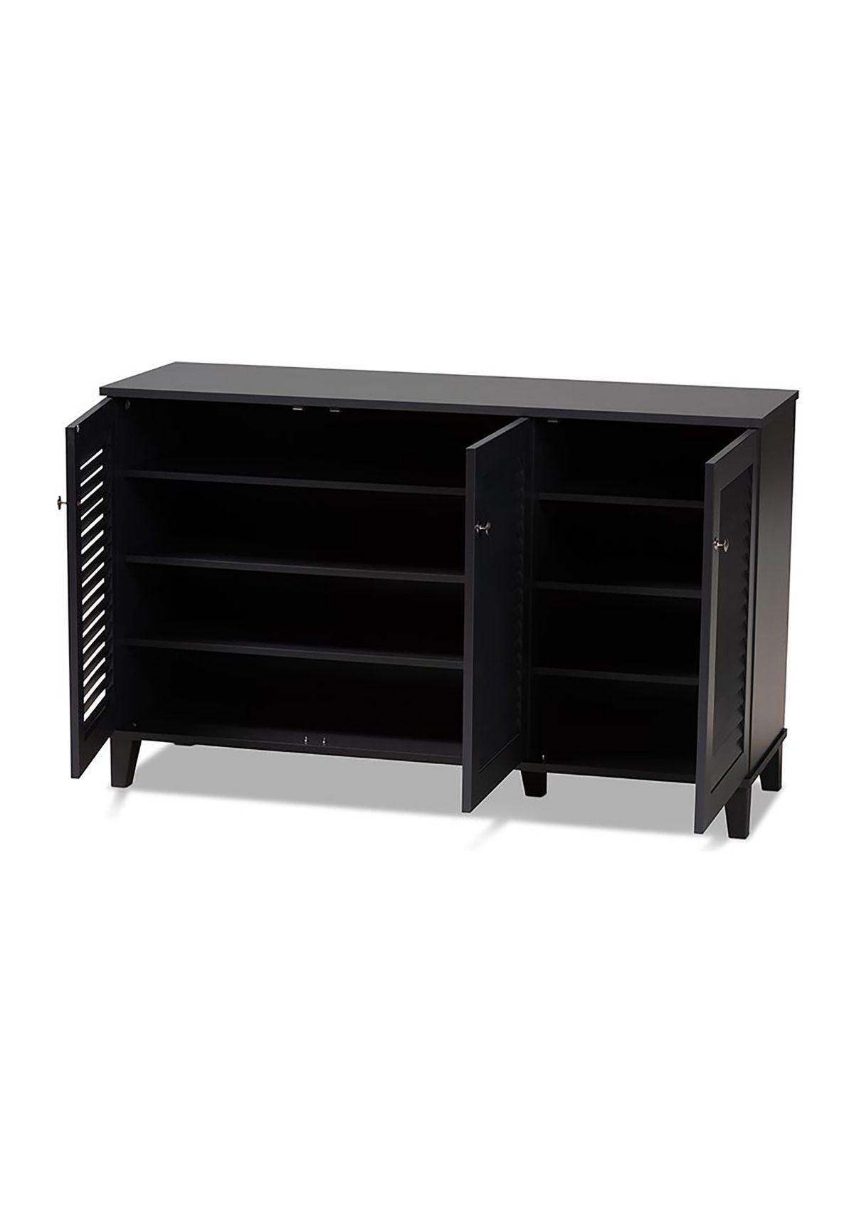 Coolidge Modern and Contemporary Dark Grey Finished 8-Shelf Wood Shoe Storage Cabinet