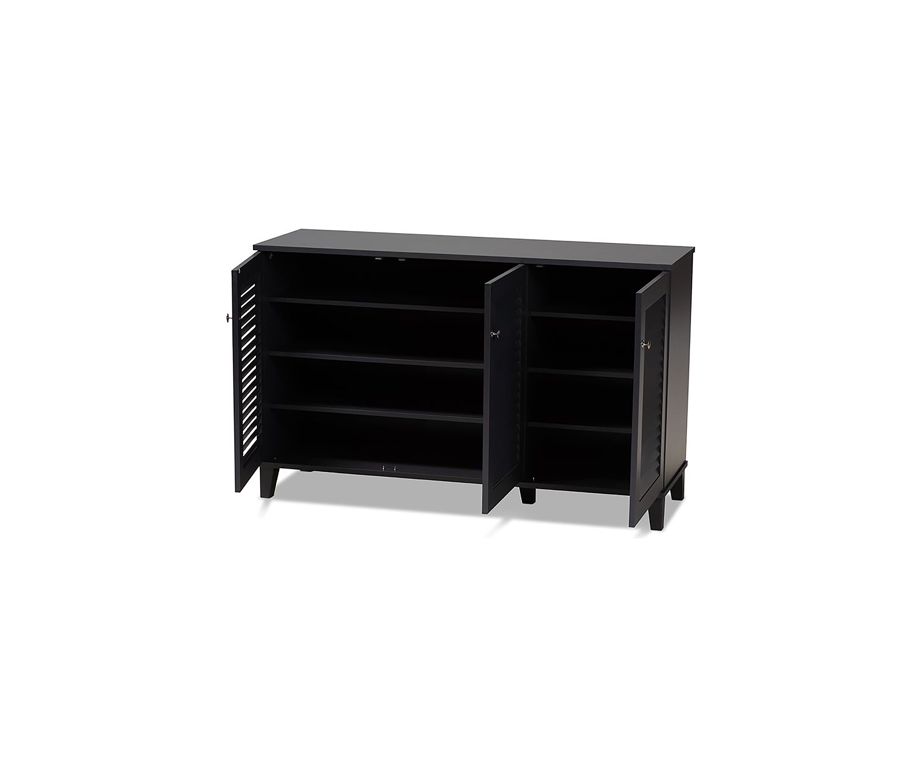 Coolidge Modern and Contemporary Dark Grey Finished 8-Shelf Wood Shoe Storage Cabinet