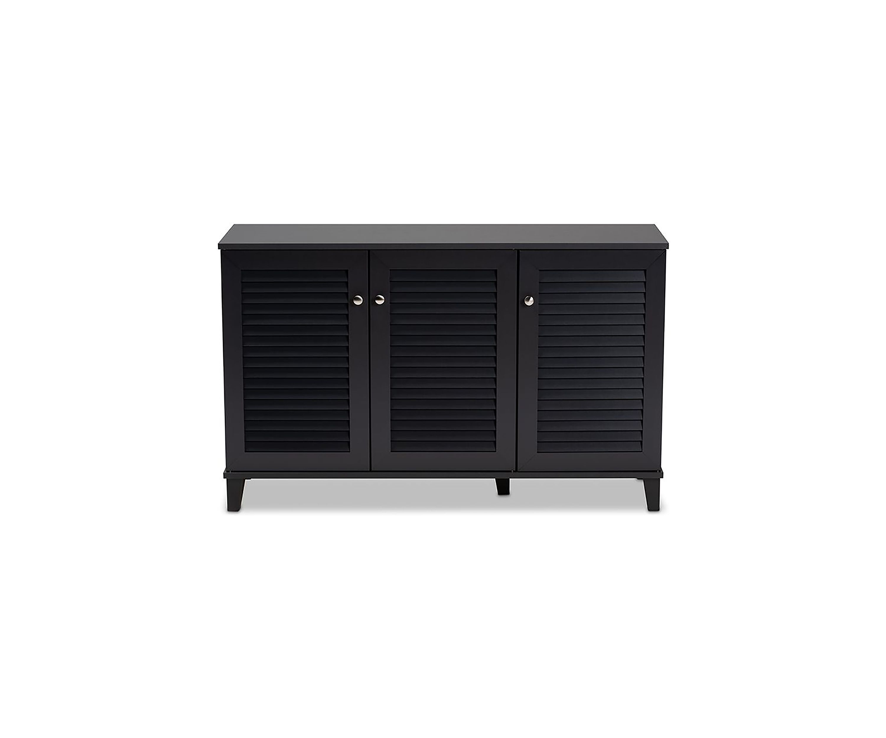 Coolidge Modern and Contemporary Dark Grey Finished 8-Shelf Wood Shoe Storage Cabinet